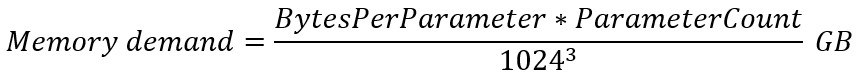 Formula for determining the memory demand of a Machine Learning model